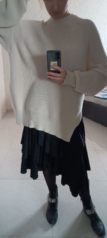 Свитер Top top, юбка черная под замшу, юбка черно-кремовая, ботинки 39 размер