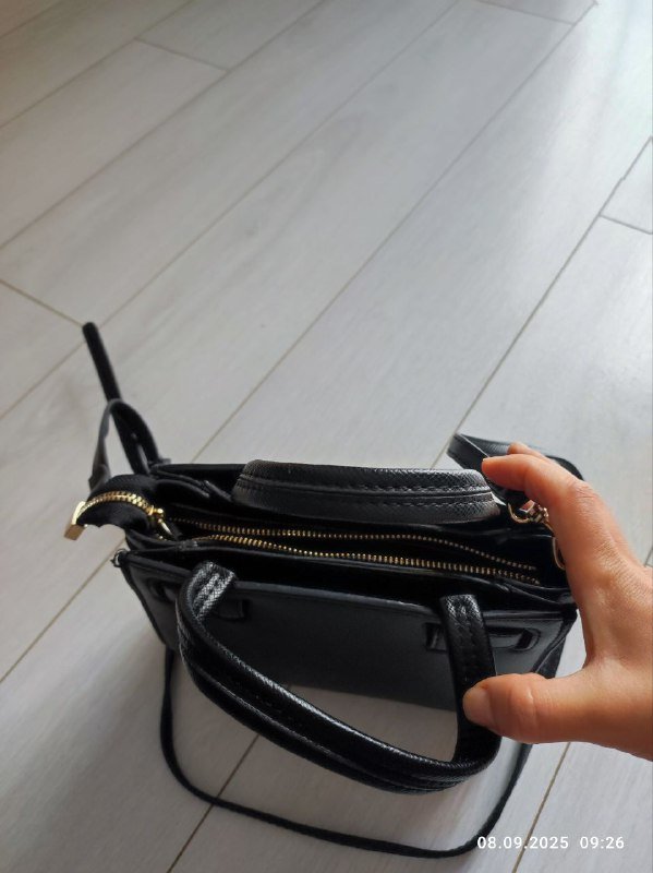 Розовая кожаная сумка, Чёрная сумка Zara 7