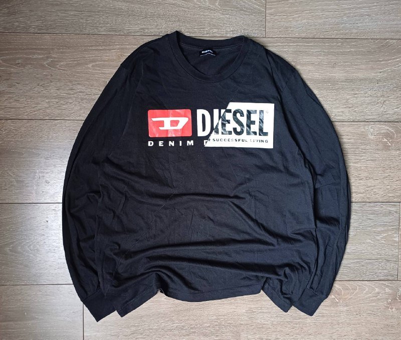 Diesel черный лонгслив мужской размер M-L