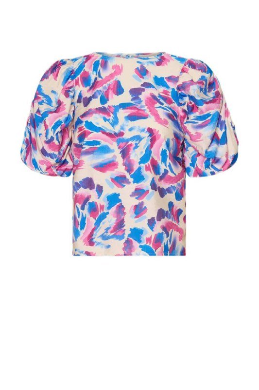 Укороченная блуза с ярким принтом, размер М