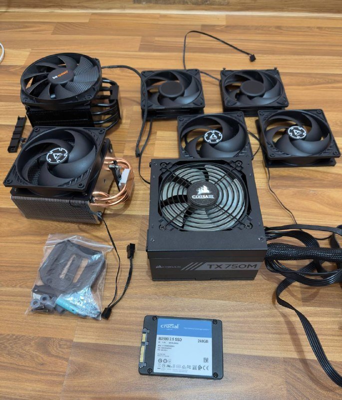 SSD Crucial BX500, кулеры Arctic, Darkrock, блок питания Corsair
