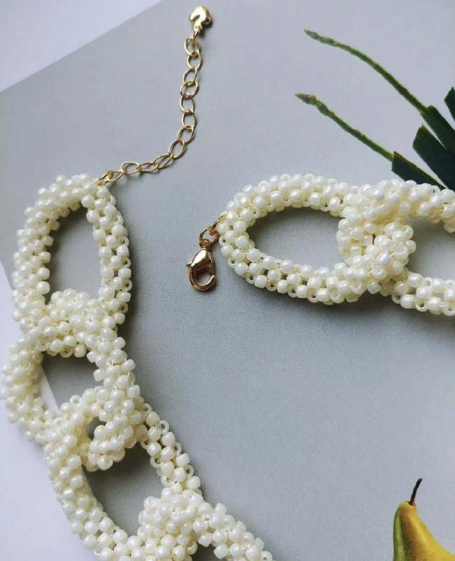 Колье из японского бисера позолоченное 2 шт 2