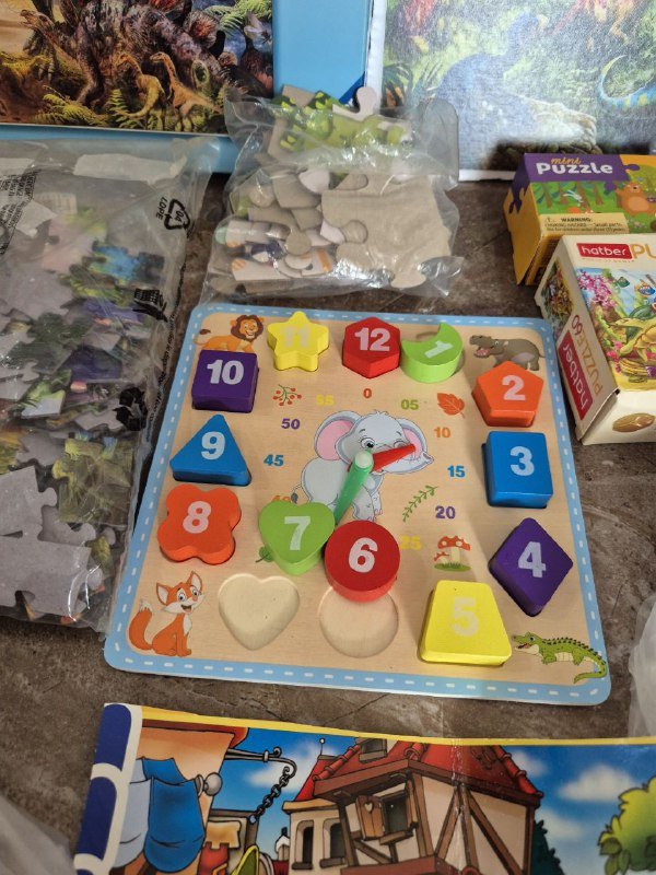 Детские пазлы, мозаика и деревянные часы набором 2