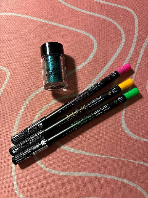 Набор неоновых карандашей для глаз и глиттер NYX