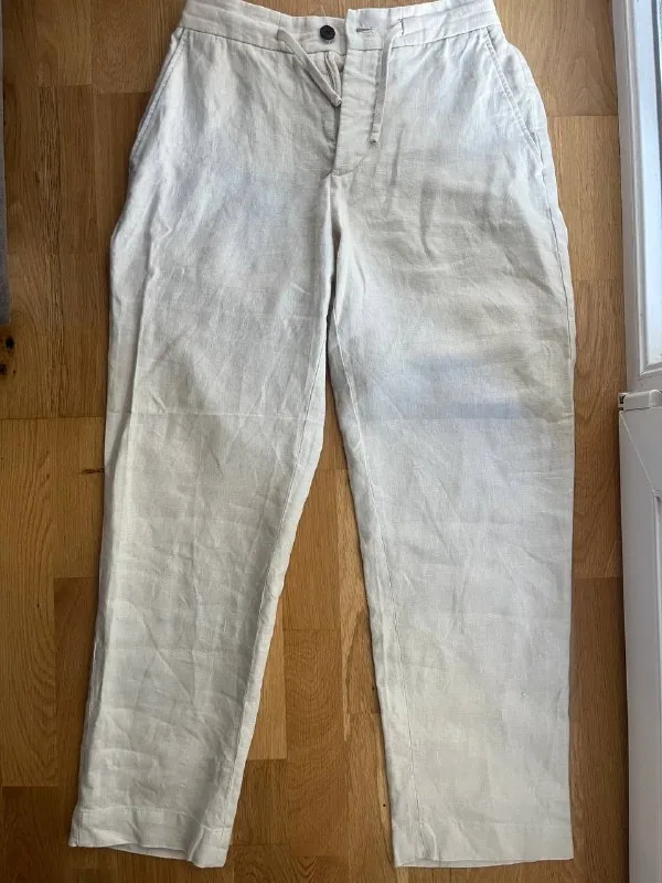 Мужские льняные брюки Massimo Dutti, хаки 1
