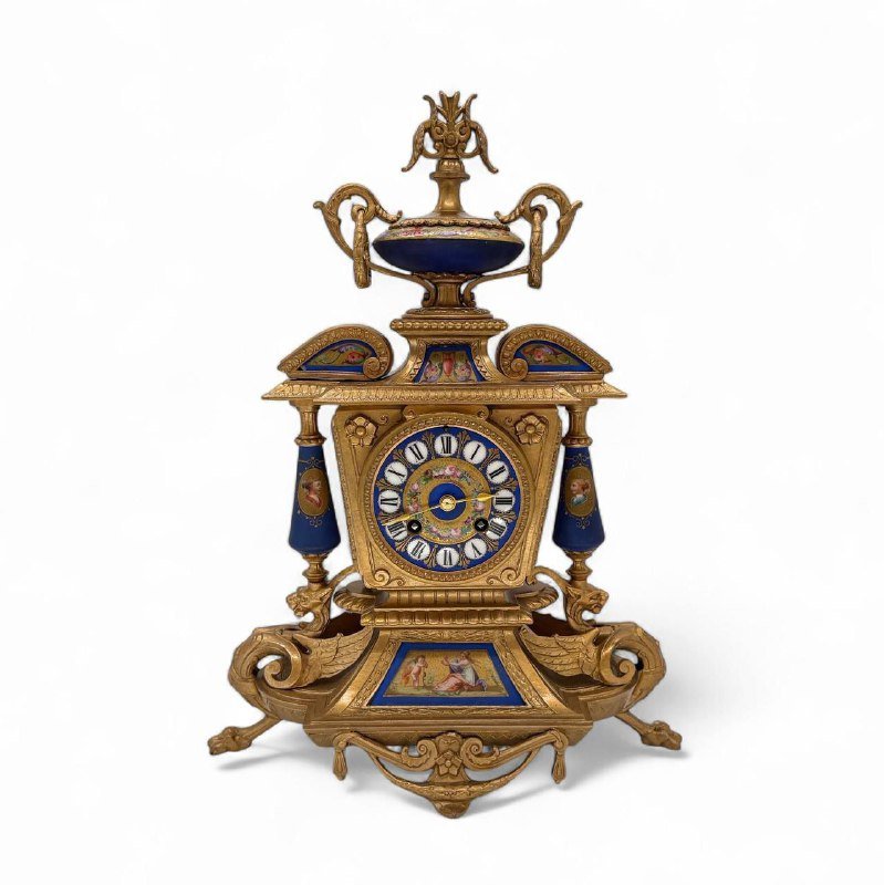 Механические каминные часы 19 века Франция