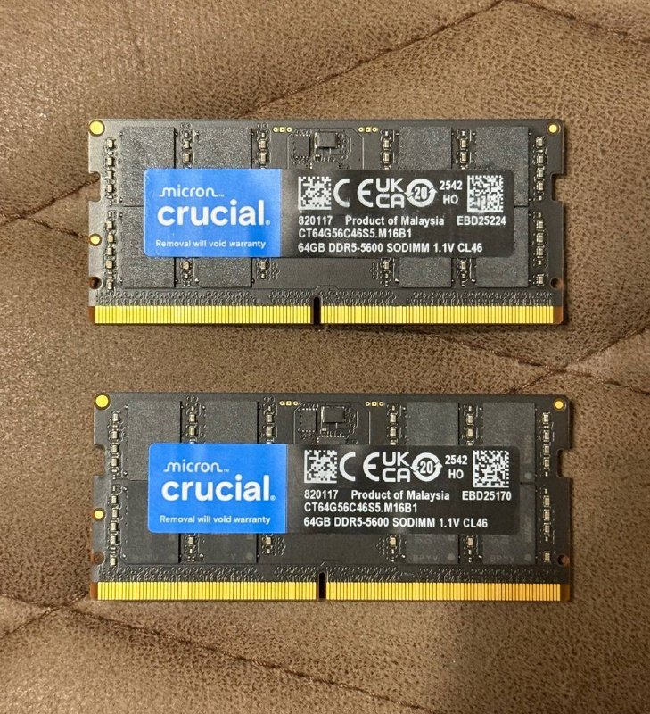 Оперативная память Crucial DDR5 64GB, 128GB