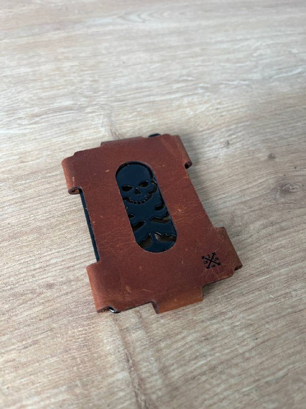 Ручной работы cardholder металл кожа 2