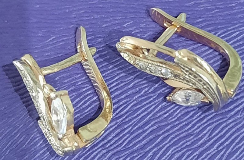 Золотые серьги с фианитами,585 проба 5