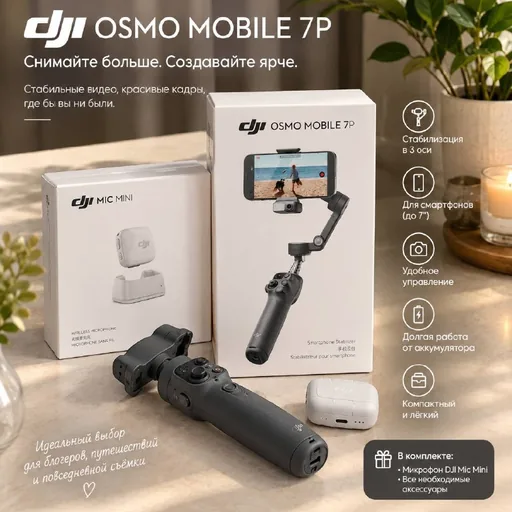 DJI Osmo Mobile 7P и DJI Mic Mini