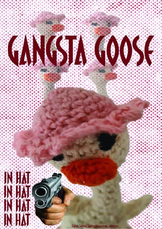 Амигуруми гусь с длинной шеей в шапочке