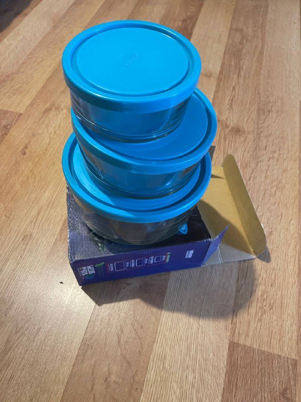 Набор стеклянных контейнеров с силиконовыми крышками 3шт