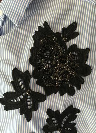 Рубашка Zara в полоску с бисером, размер М 2