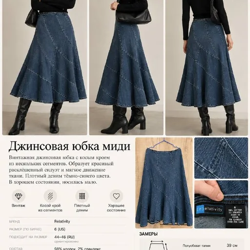 ვინტაჟური ჯინსის ქვედაკაბა