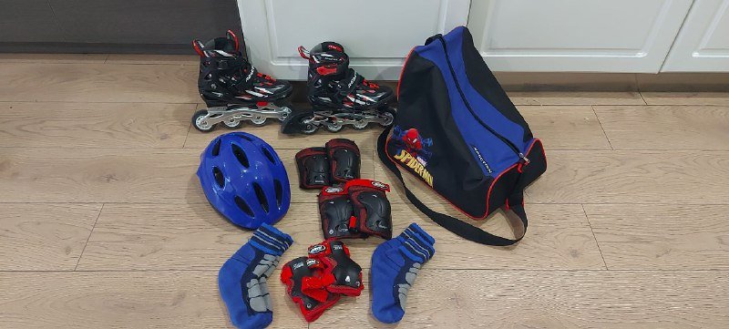 Детские ролики размер 31-36, защита, шлем