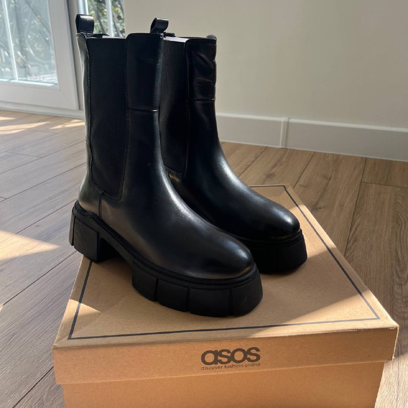 Ботинки ASOS DESIGN из натуральной кожи, размер 39 4