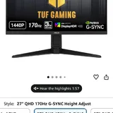 Asus TUF Gaming монитор 27 дюймов 4
