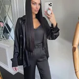 Чёрный брючный костюм тройка, дизайнерский костюм, платье в цветочек, чёрное платье 2