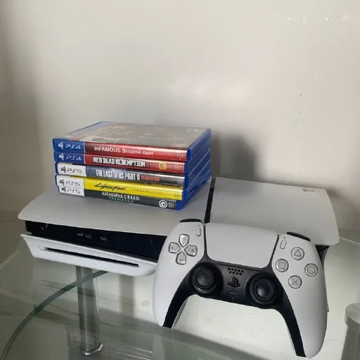 PlayStation 5 Slim Disc Edition, джойстик, игры