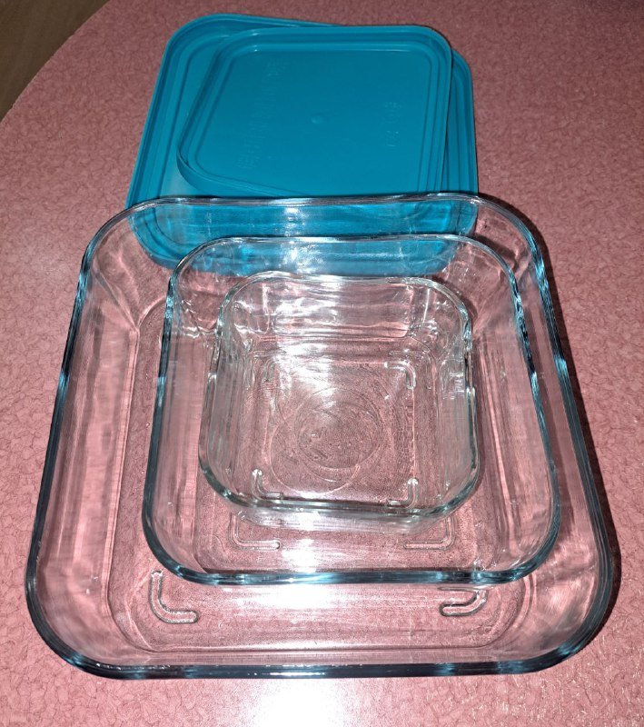 Стеклянные квадратные калабашки с крышками 3 шт