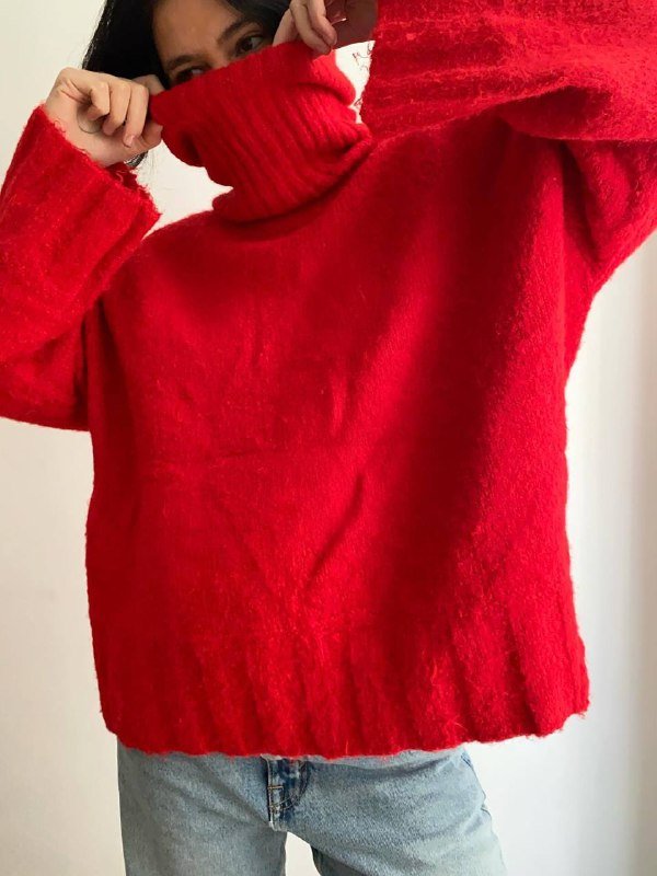 Винтажный свитер оверсайз красный 2