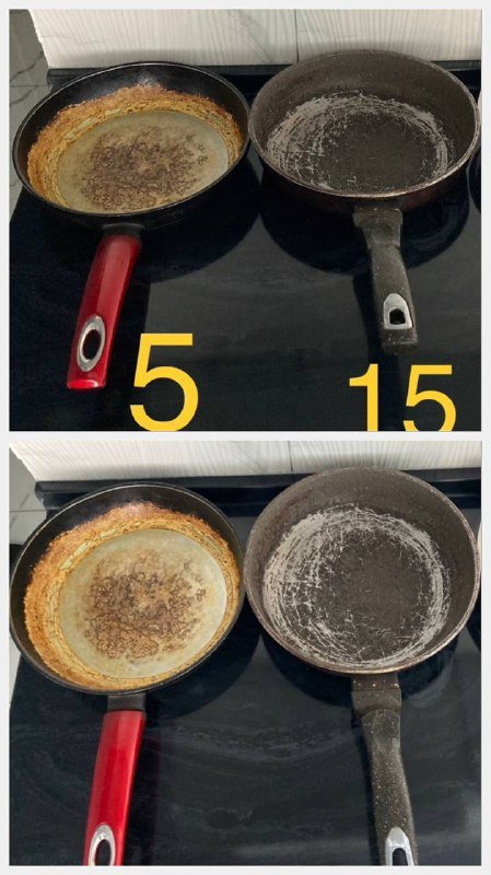 4 сковороды разных размеров и состояния