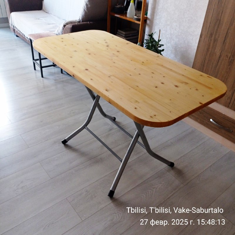 Складной стол из массива сосны 120x60x3 см 3