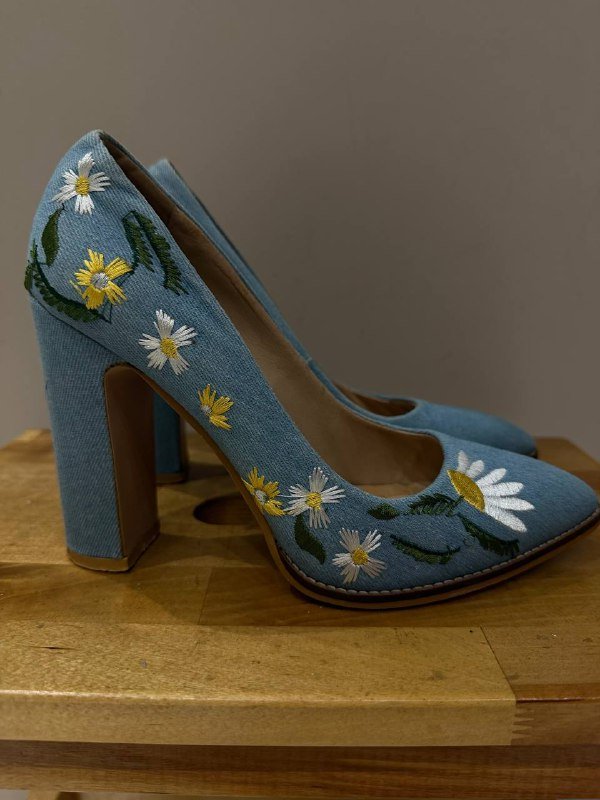 Туфли на высоком каблуке черные, серебро, джинсовые, бежевые лодочки 37 размер 7