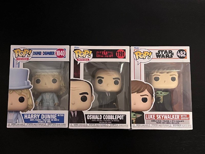 Funko POP фигурки из фильмов Harry Dunne, Oswald Cobblepot, Luke Skywalker