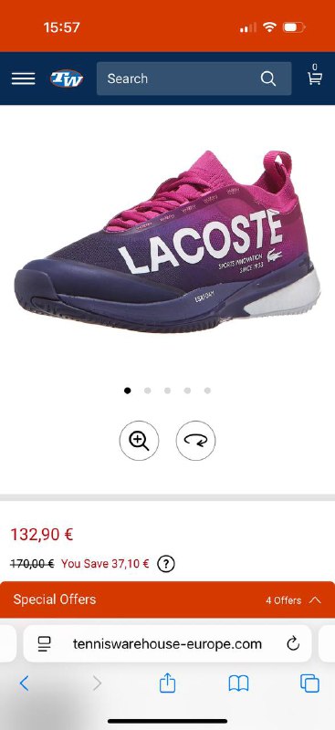 Кроссовки женские теннисные Lacoste 40-41 размер