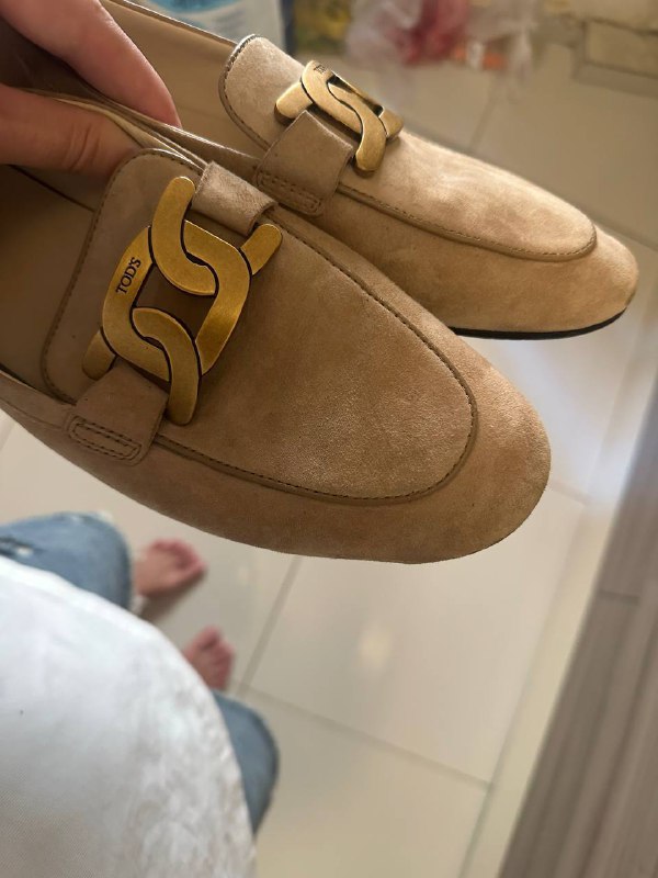Стильные лоферы TOD'S бежевые замша 39-40 2