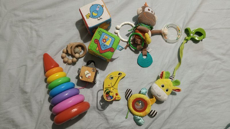 Пирамидка, игрушки для коляски, тканевые кубики, бизиборд 2