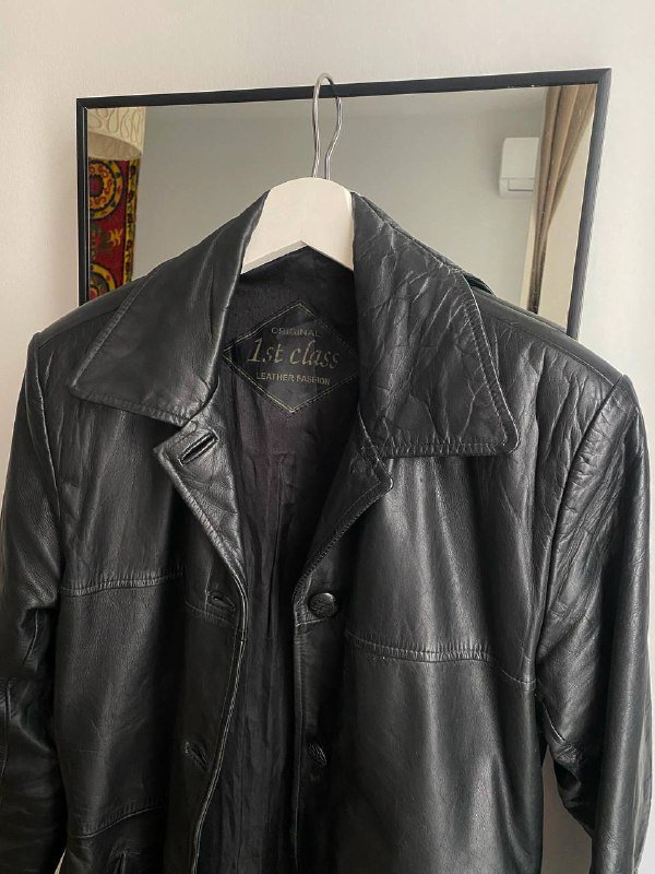 Винтажный кожаный тренч женский размер M 4