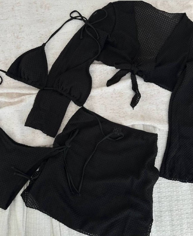 Женский пляжный комплект из 4 предметов (купальник, топ, накидка, юбка) 2