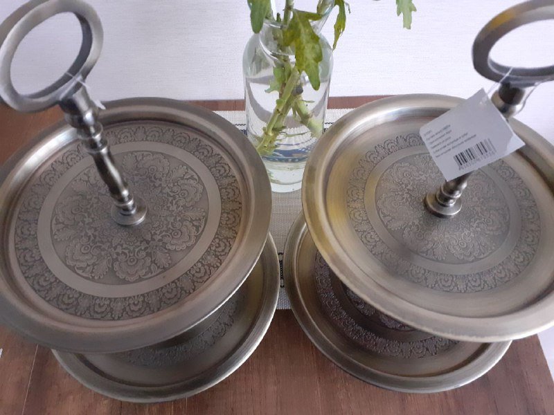 Двухъярусная металлическая подставка для конфет, фруктов, печенья 3