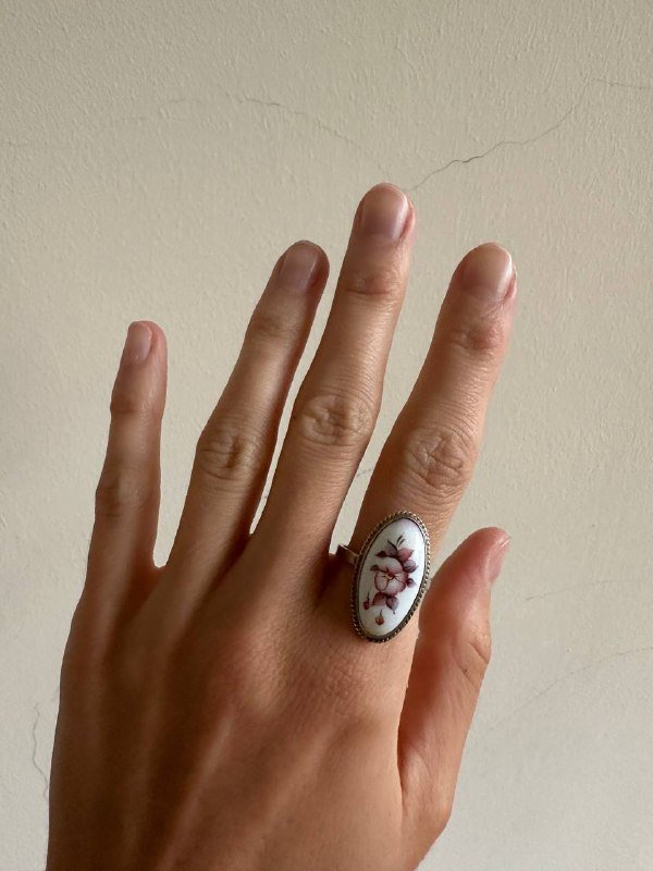 Кольцо и серьги винтаж с эмалью 5