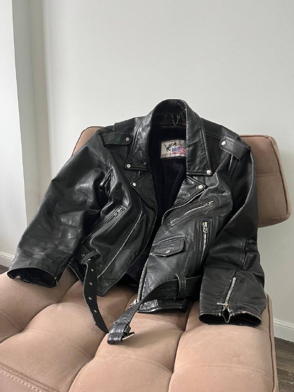 Винтажная кожаная косуха мужская