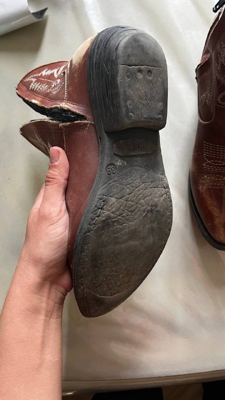 винотажные коричневые ботинки казаки, кожа, размер 38 4