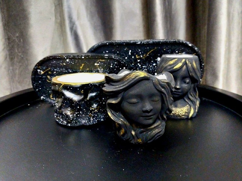 Фигурки из цемента, декор, горшки, формы для свечей 5