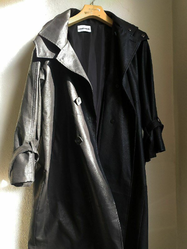 чёрный кожаный плащ Oink Oink размер S