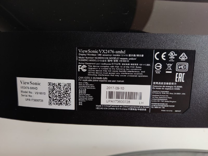 Монитор ViewSonic VX2476-SMHD 23.8" IPS Full HD 5
