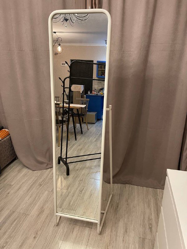 Зеркало-вешалка IKEA KNAPPER белое с крючками 6