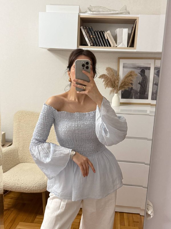 Блуза ZARA из 100% рами XS S M