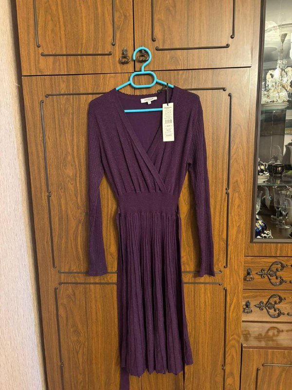 Платье женское вязаное фиолетовое 3