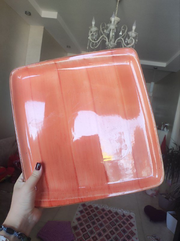 Плоская тарелка кирпично красная 31-32 см