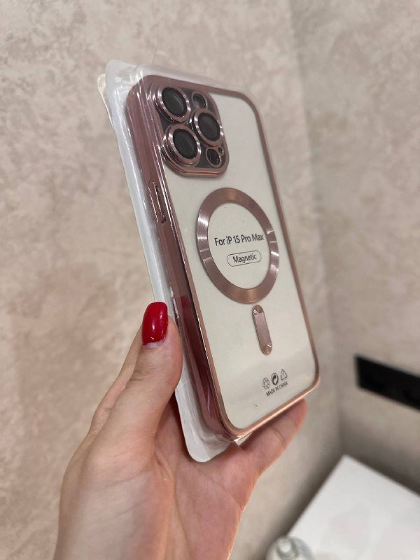 Чехол для iPhone 15 Pro Max MagSafe золотисто-розовый 3