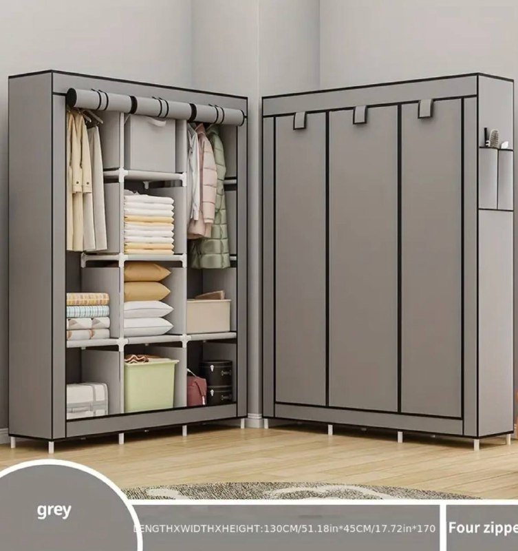 шкаф-гардероб стальной каркас с тканевыми вставками