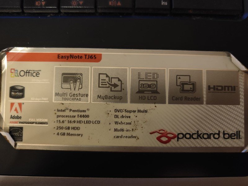 Старый ноутбук Packard Bell EasyNote TJ65 2