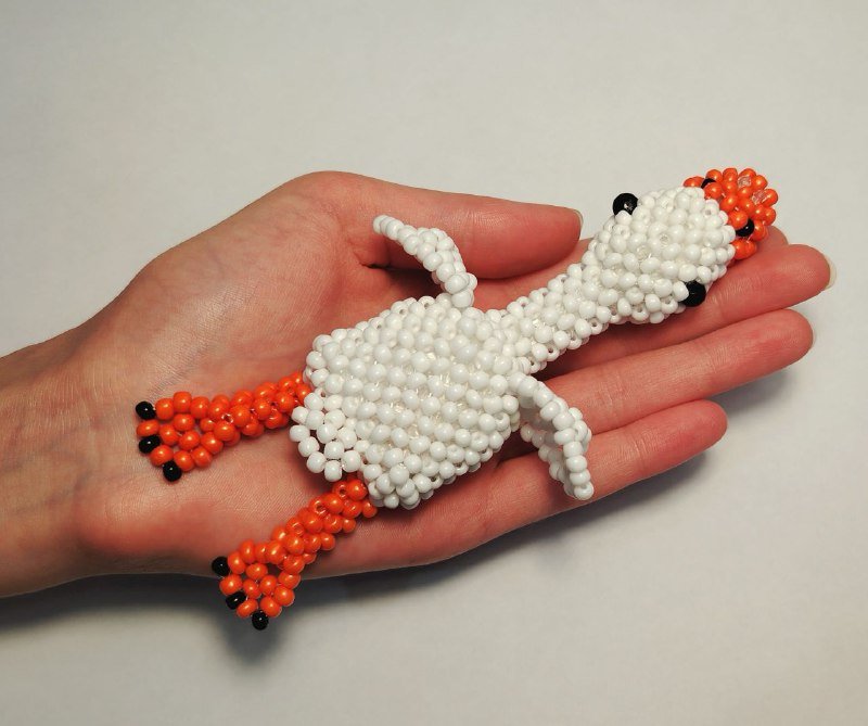 Брелки из бисера и бусин Морская звезда, Бэймакс, Пончик Донат, Гусь-гигант, Губы, Кот в банане 5