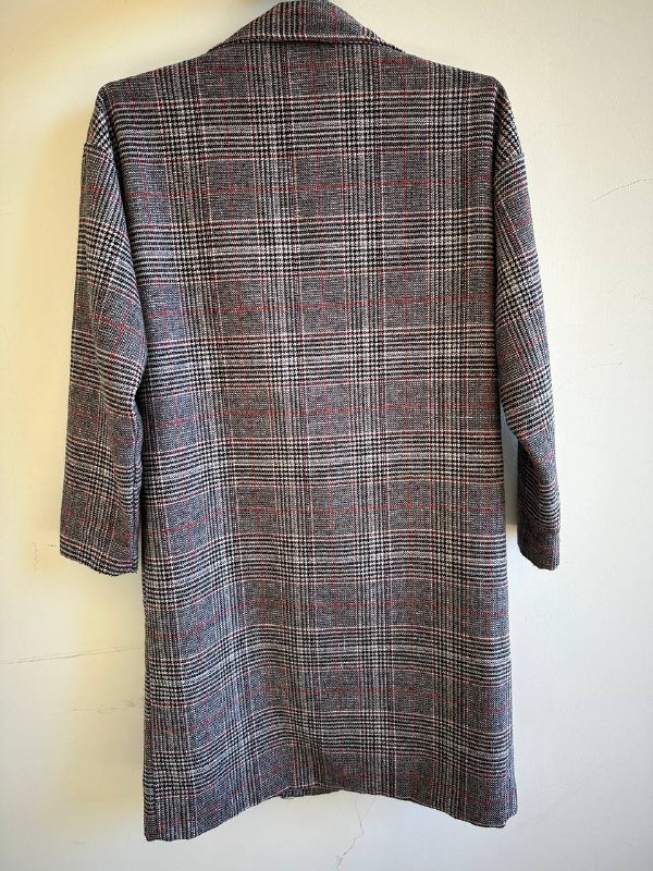 Клетчатый удлиненный пиджак пальто 3